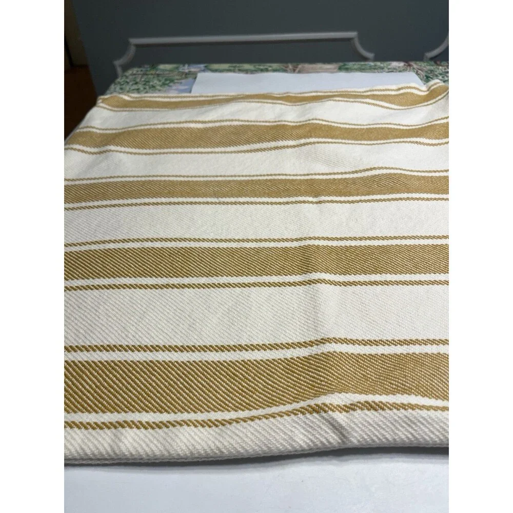 Pottery Barn Yellowish Brown & White Striped 24” Square Pillow Covers